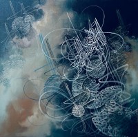 Muhammad Zubair, 30 x 30 Inch, Acrylic on Canvas, Calligraphy Painting, AC-MZR-018
